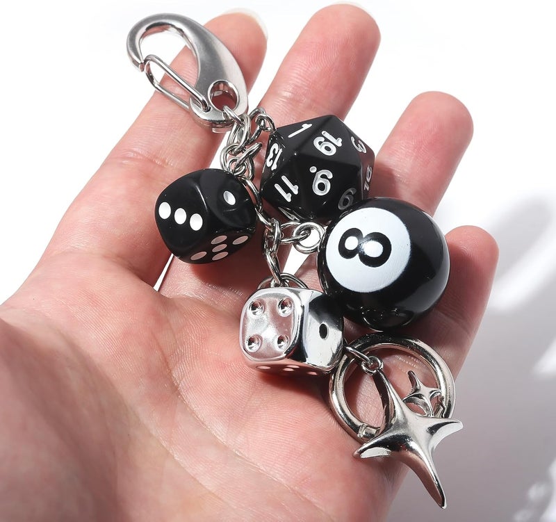 SORGERLY 8 Ball Dice Charm Keychain - Cute Bag Purse Handbag Accessories - Y2K Aesthetic Key Chain for Women Men - Image 1